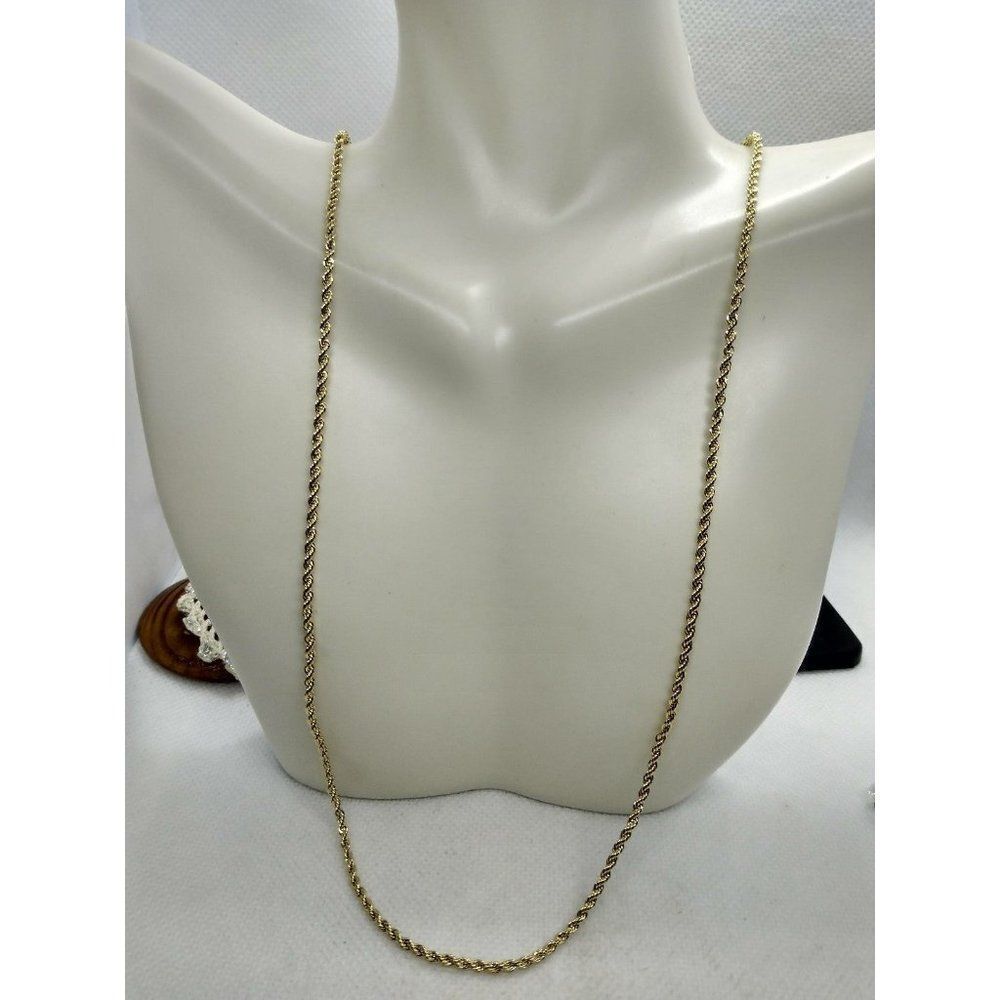 14kt Italy stamped gold Bonded rope‎ necklace (Not Solid Gold)